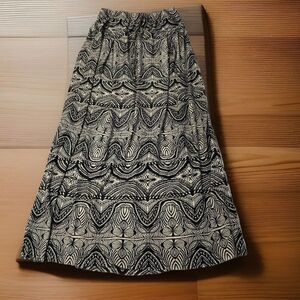 Metrowear Long Skirt Elastic Waist Geometric Modest Boho Straight Line